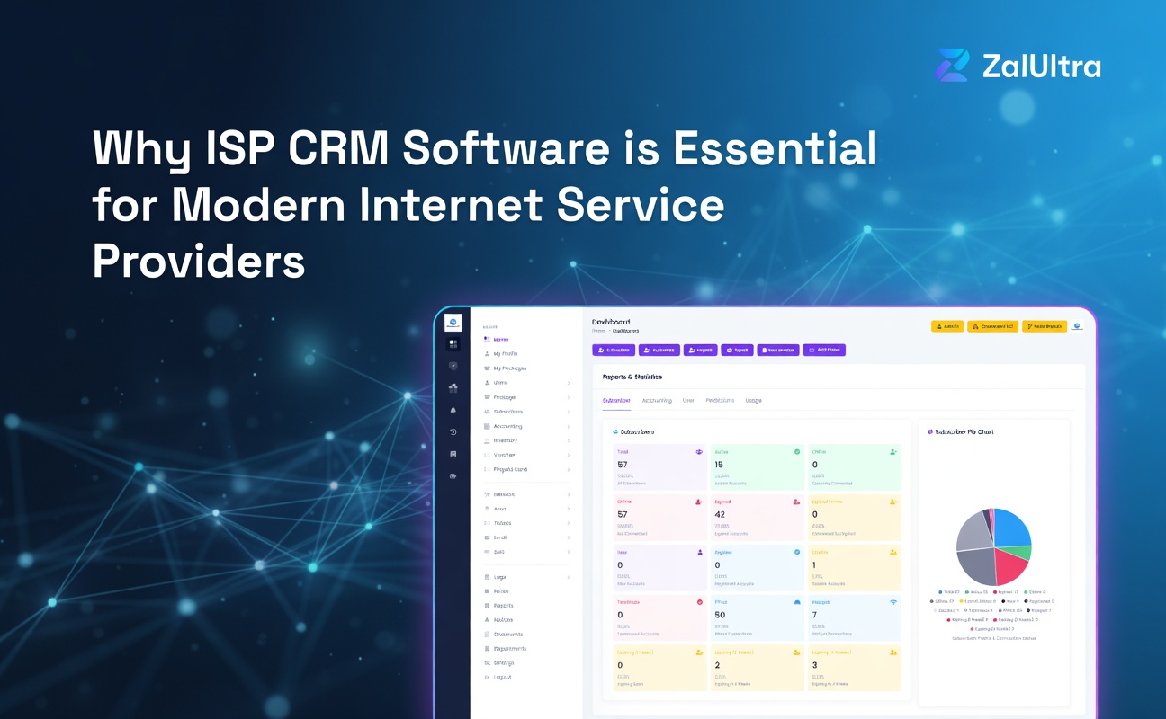 ISP CRM software dashboard for billing and customer management system